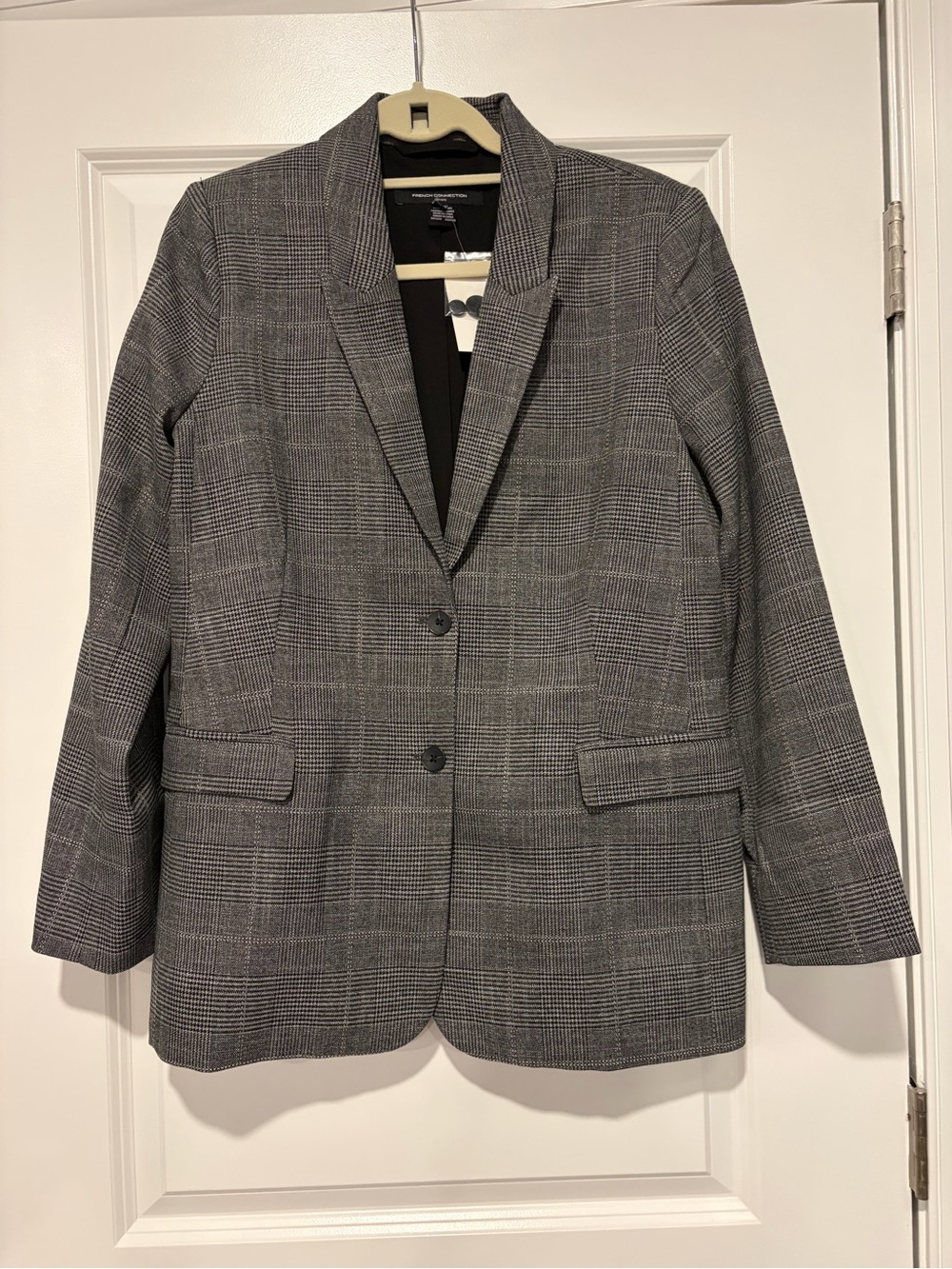 French Connection Classic Black Plaid Blazer - Women’s Tailored Jacket